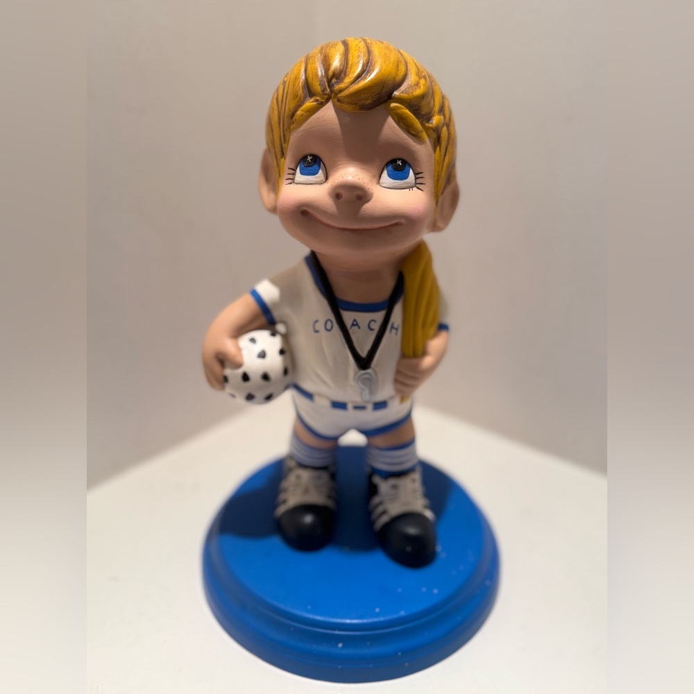 Perfect for a Soccer Coach Named Tom -Figurine w/ Blue Base Vintage Holland Made
